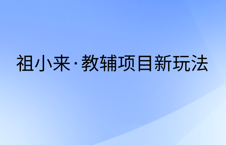 祖小来·教辅项目新玩法