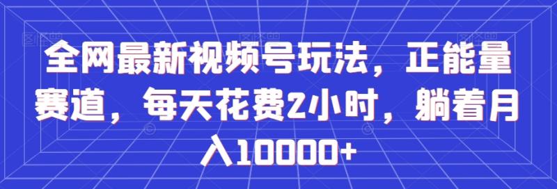 全网最新视频号玩法，正能量赛道，每天花费2小时，躺着月入10000+【揭秘】