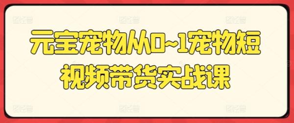 元宝宠物从0~1宠物短视频带货实战课 元宝宠物从0~1宠物短视频带货实课件