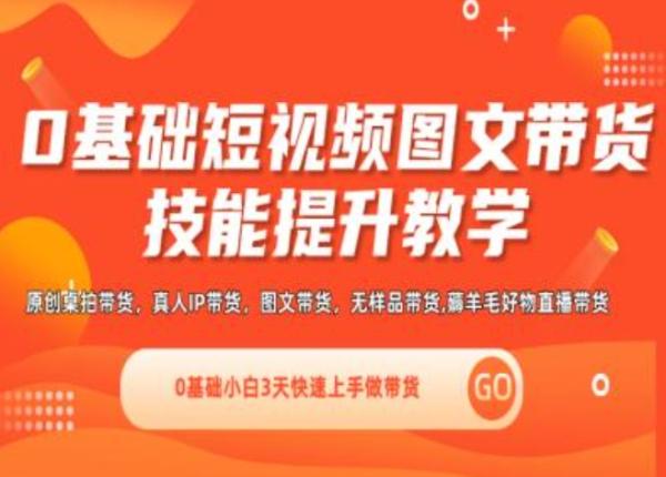 0基础短视频图文带货实操技能提升教学(直播课+视频课),0基础小白3天快速上手做带货