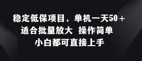 稳定低保项目，单机一天50+适合批量放大 操作简单 小白都可直接上手【揭秘】