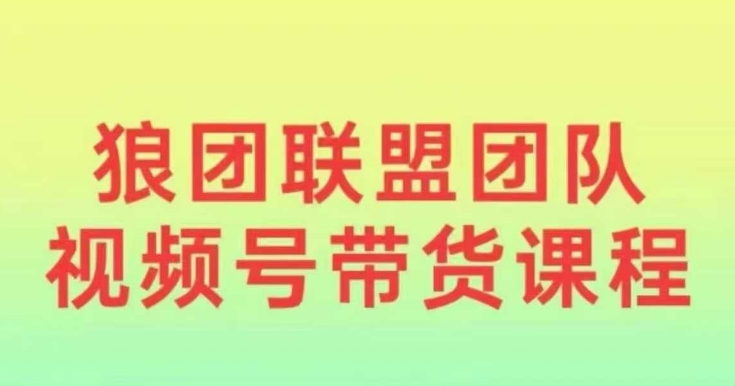 狼团联盟2024视频号带货，0基础小白快速入局视频号